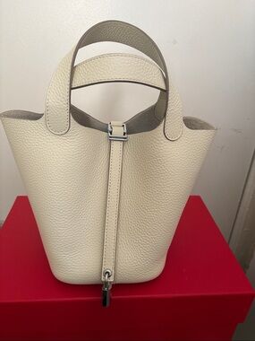 Off white leather handbag